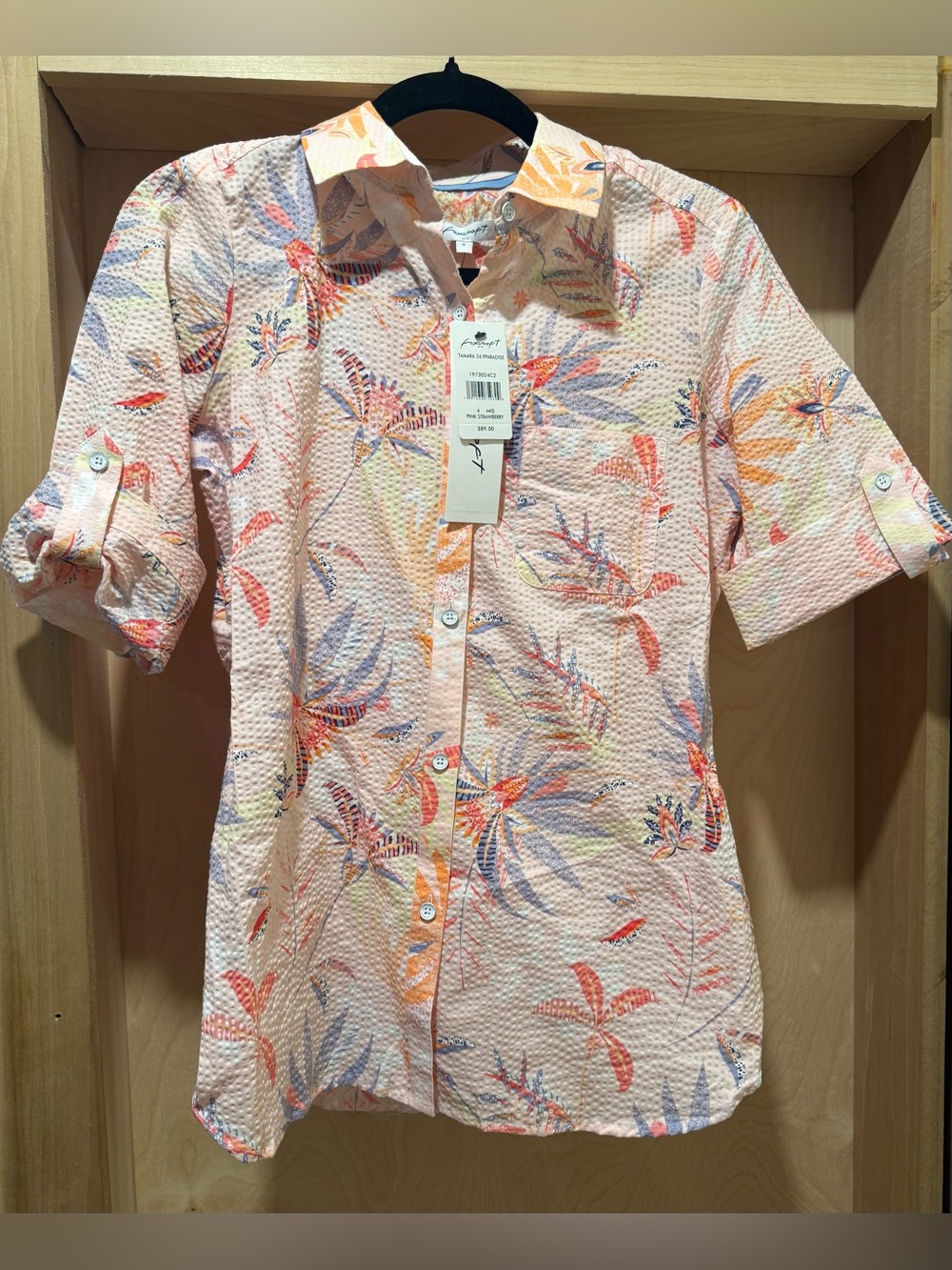 Foxcroft Pink Floral Button-Up Shirt Size 4 NEW